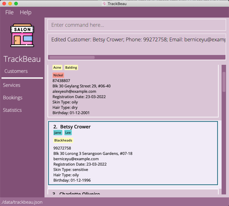 Editing a customer example