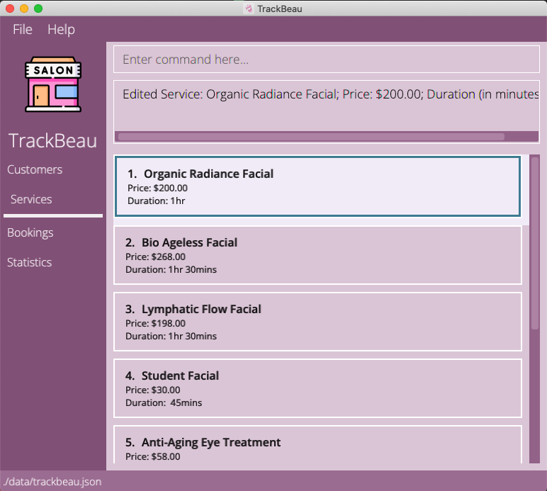 Editing a service example